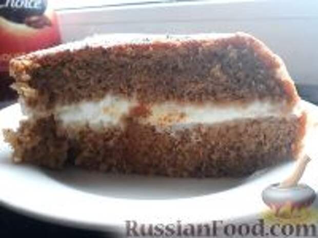 Фото к рецепту: Кофейный манник со сметанным кремом (в мультиварке)