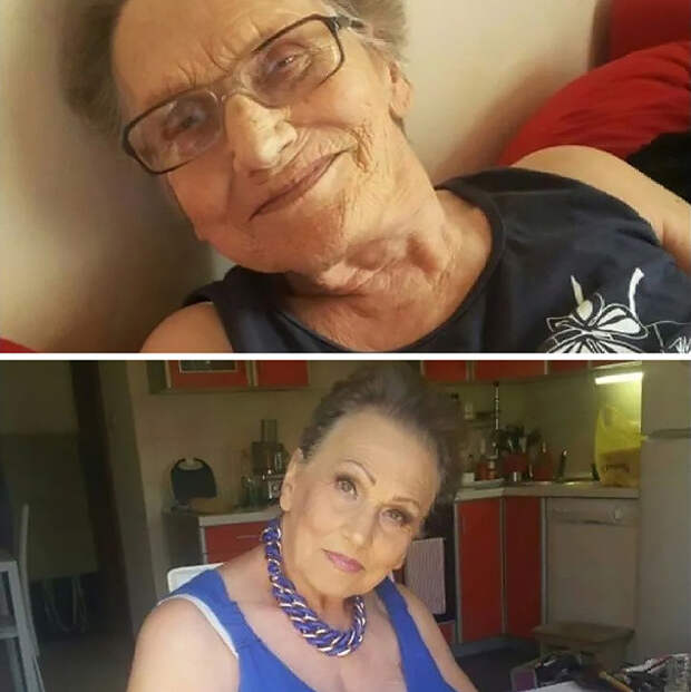 80 летняя бабушка попросила внучку накрасить её и стала интернет сенсацией!