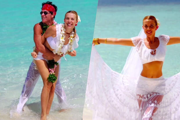 Жена певца Олега Газманова показала кадры с их свадьбы на Мальдивах