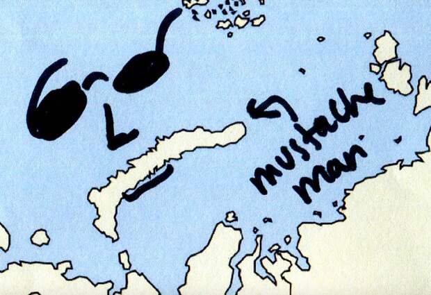 А вот усатый остров-человек