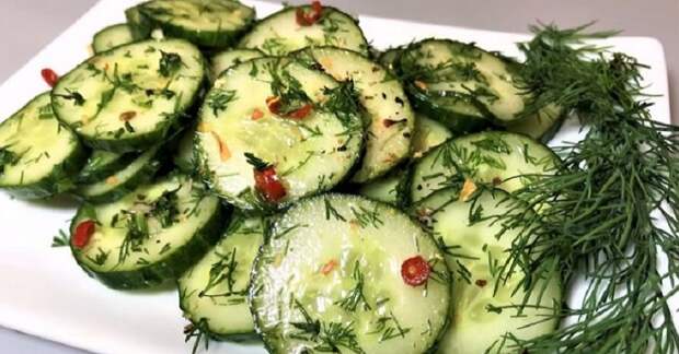 Закуска из свежих огурцов