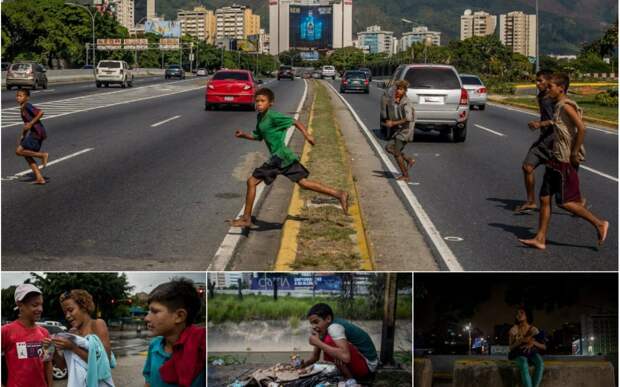 Беспризорные дети на улицах Каракаса