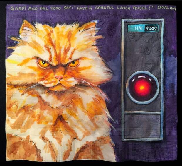 Гарфи и HAL9000 Гарфи и HAL9000 рисунок, салфетка