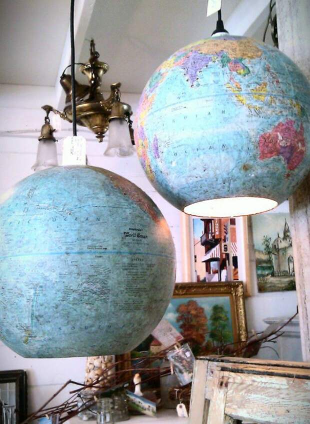 Globes-turned-into-lamp-shades