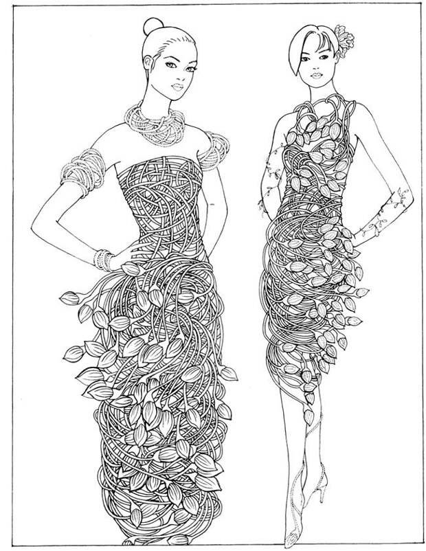 Creative Haven Flower Fashion Fantasies Coloring Book: 