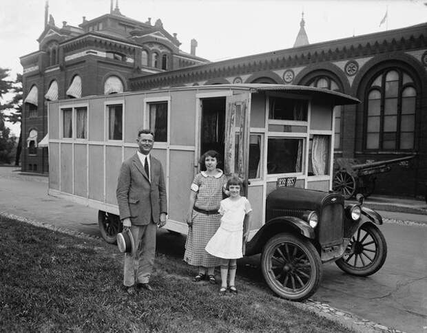Дом на колёсах, США, 1920-е годы история, ретро, фотографии