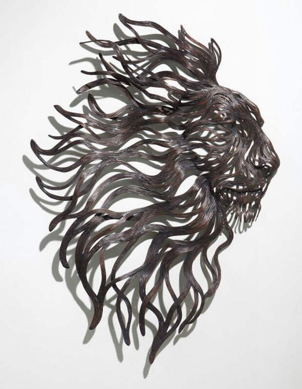 Невероятно динамичные скульптуры животных из металлических полос от Сон Хун Кана метал, скульптуры