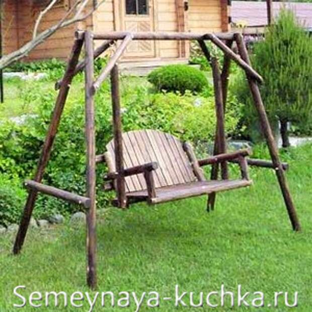качели из бруса на дачу