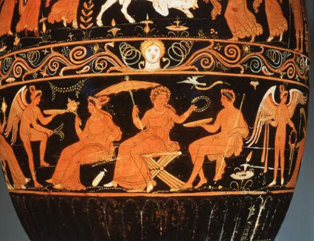 Зонт на росписи древнегреческой вазы