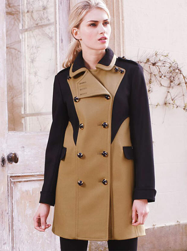 Как расширить пальто. Пальто двубортное Laura Clement. Женское пальто. Комбинированное пальто женское. Необычное пальто женское.