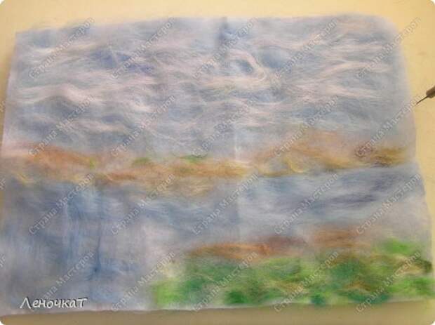 Картина панно рисунок Мастер-класс Валяние фильцевание Берёзовая роща у реки Шерсть фото 7