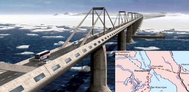 Один из вариантов автомобильного Сахалинского моста