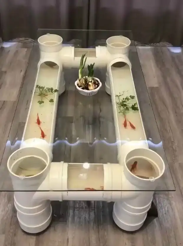 Журнальный стол с живыми рыбками. | Фото: Pinterest. Журнальный стол с живыми рыбками. | Фото: Pinterest.