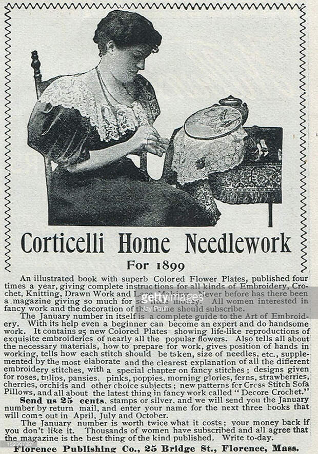 Реклама журнала о рукоделии, Массачусетс, 1899. америка, история, реклама