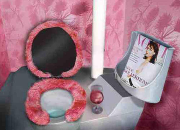 Дизайн розового пушистого туалета унитаза