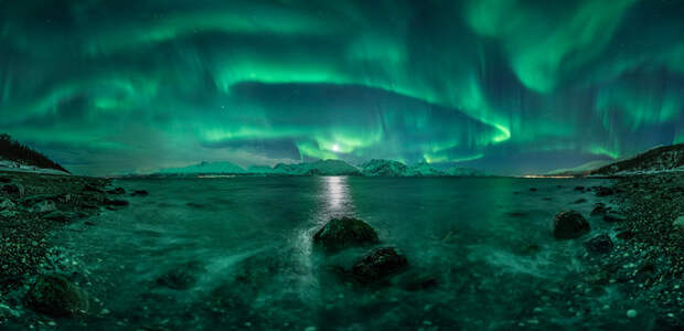 Северное сияние (панорама) астрономия, небо, фото