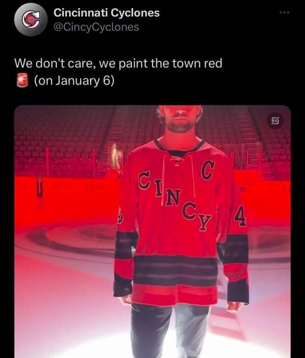 Cincinnati Cyclones January 6th tweet