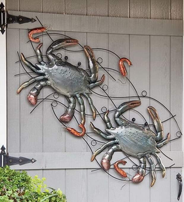 Crab And Shrimp Metal Wall Sculpture.
