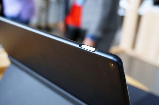 The power button doubles as a fingerprint reader.