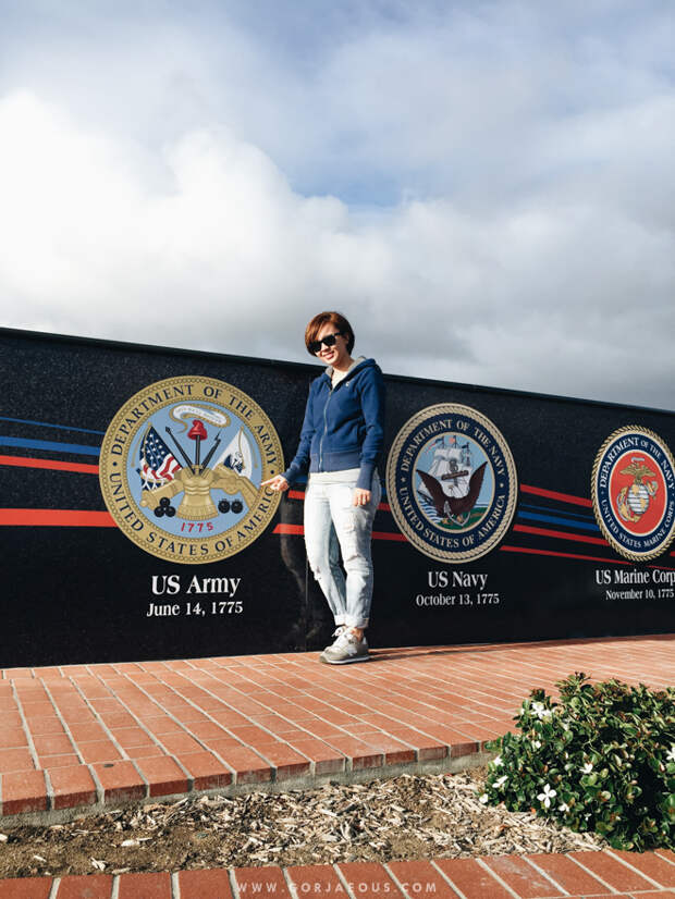 Of course, I needed a photo beside the emblem of The Department of The Army; Sunglasses: Sunnies Studios / Shirt: Terranova (old, similar) / Hoodie Jacket: American Eagle Outfitters (old, similar) / Boyfriend Jeans: Penshoppe (old, similar) / Sneakers: New Balance 574