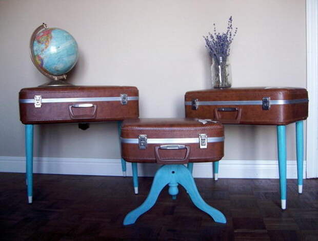 Идеи использования старых чемоданов в дизайне.