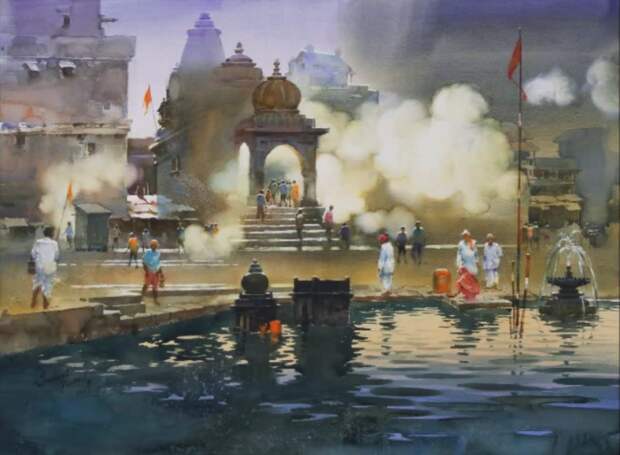 Прафул Савант, Индия акварель, картина, художник