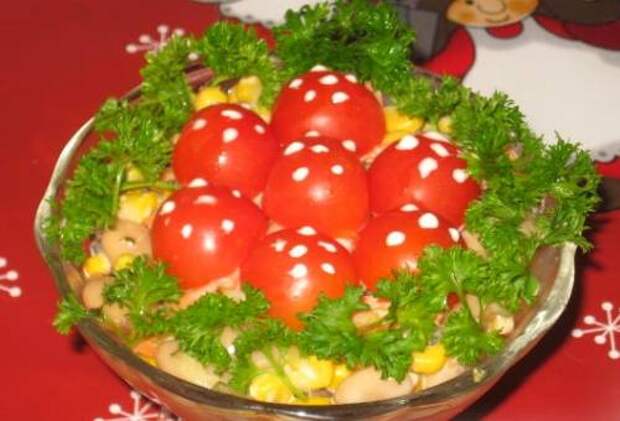Салат с опятами «Мухомор» - рецепт с фото