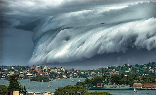 Облачное «цунами» прокатилось над Сиднеем. Невероятное зрелище! облако, цунами