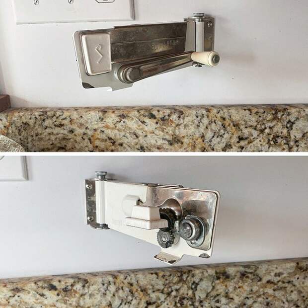 Нетривиальный вариант консервного ножа. /Фото: reddit.com Нетривиальный вариант консервного ножа. /Фото: reddit.com