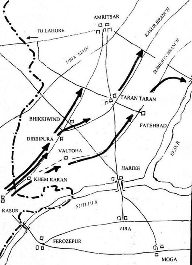План пакистанского наступления - Индо-пакистанская война 1965 года: танковое сражение за Асал-Утар | Военно-исторический портал Warspot.ru