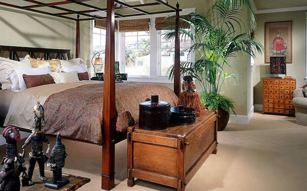 Тропические мотивы в интерьере спальни