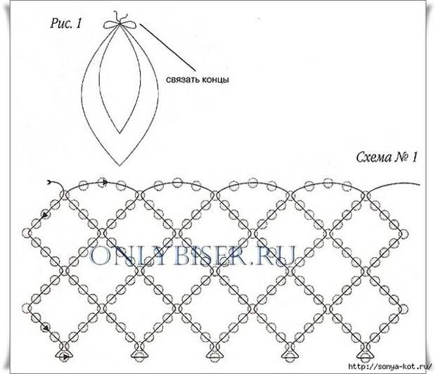 Сетка из бисера для кокошника схема плетения