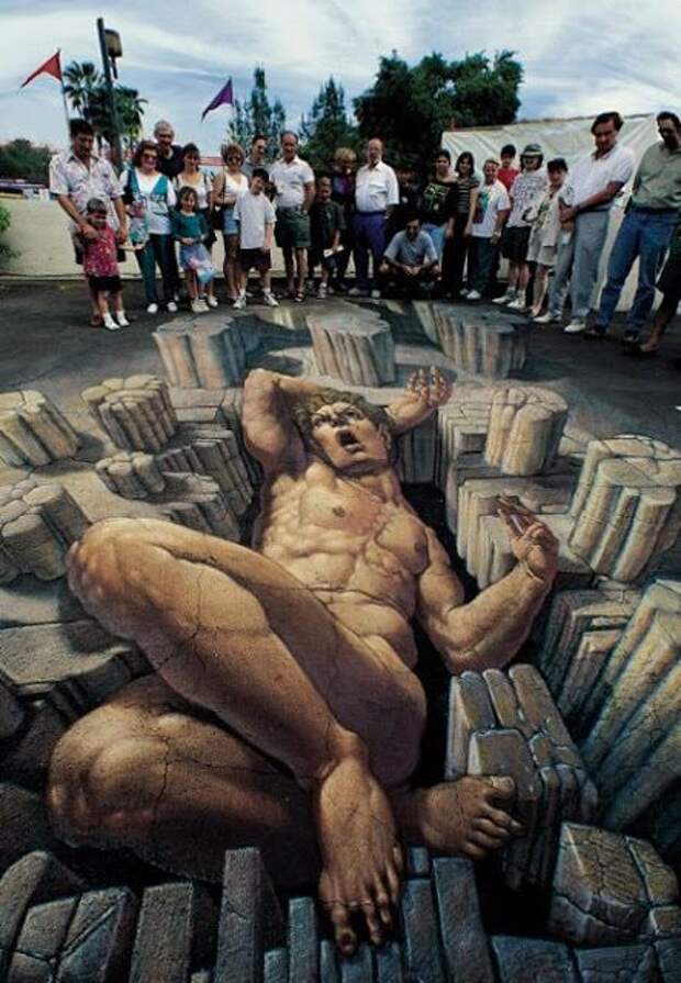 Реалистичные 3D рисунки на асфальте фото