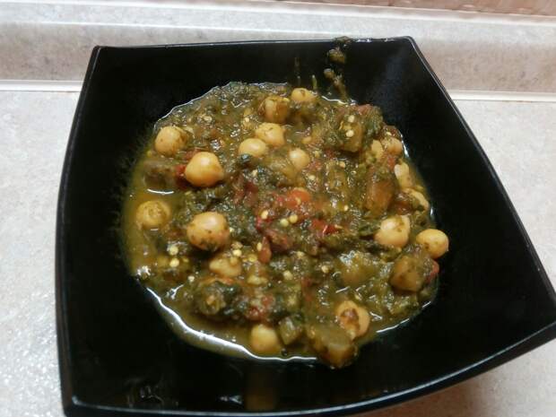 Палак байнган аур чанна (овощи с турецким горошком) — Как я училась  готовить вегетарианскую еду
