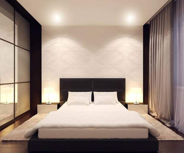Пример гармоничной спальни в минималистском стиле для людей, нуждающихся в спокойной атмосфере.