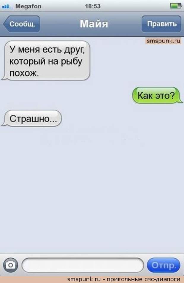 Друг похож на рыбу, прикольные смс