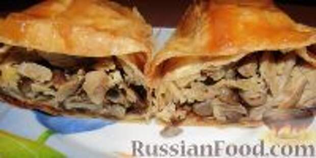 Фото к рецепту: Рулеты из лаваша с курицей, грибами и сыром