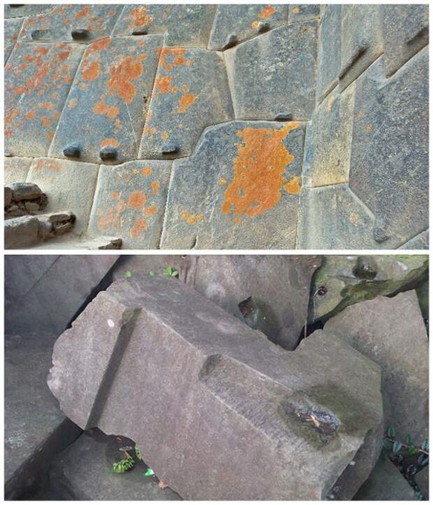 Выступы и углубления на камнях, которые использовались для полигональной кладки, свидетельствуют о том, что камни явно обрабатывались в нужных местах. | Фото: old.lah.ru.