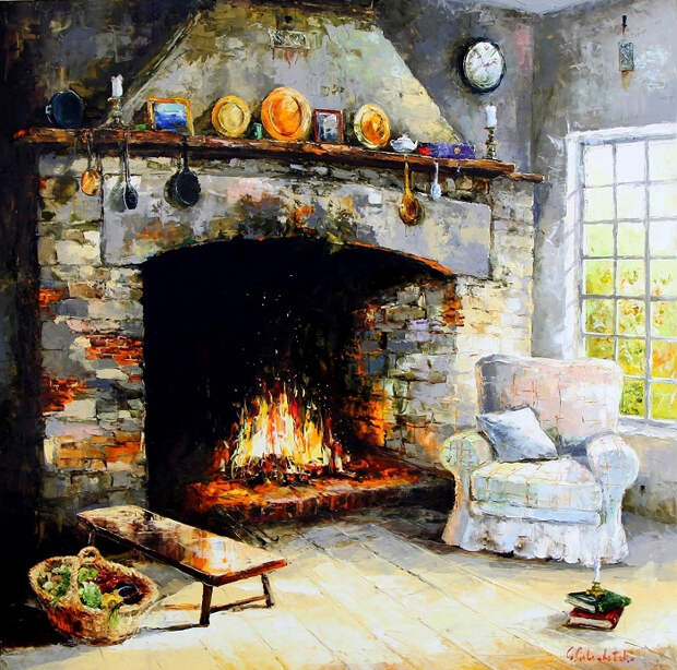 Fireplace in country house (700x694, 562Kb)