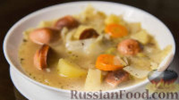 Фото к рецепту: Суп с капустой, сосисками и картофелем