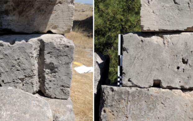 Каменные блоки из храма Посейдона в Истмии сохранили возможные следы использования необычного метода подъема. | Фото: vesti-ukr.com./ ©Alessandro Pierattini.