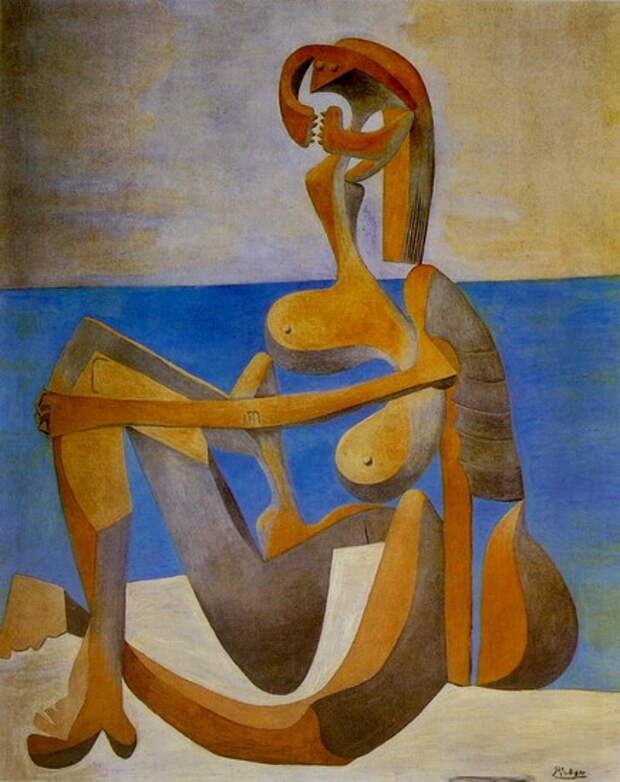 Пабло Пикассо. Купальщица, сидящая на берегу моря. 1930 год