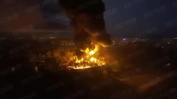 Горящую нефтебазу в Брянске сняли с коптера