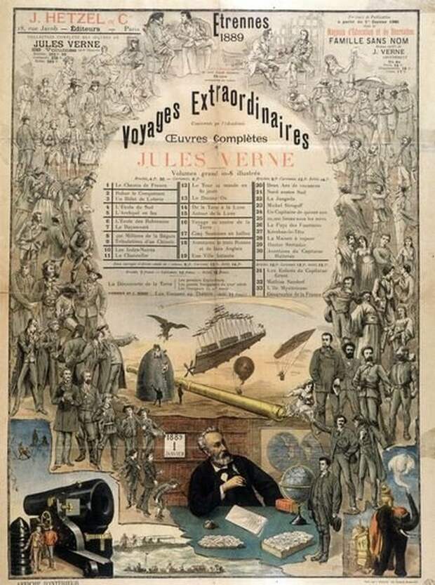 Плакат Этцеля 1889 года, рекламирующий работы Верна