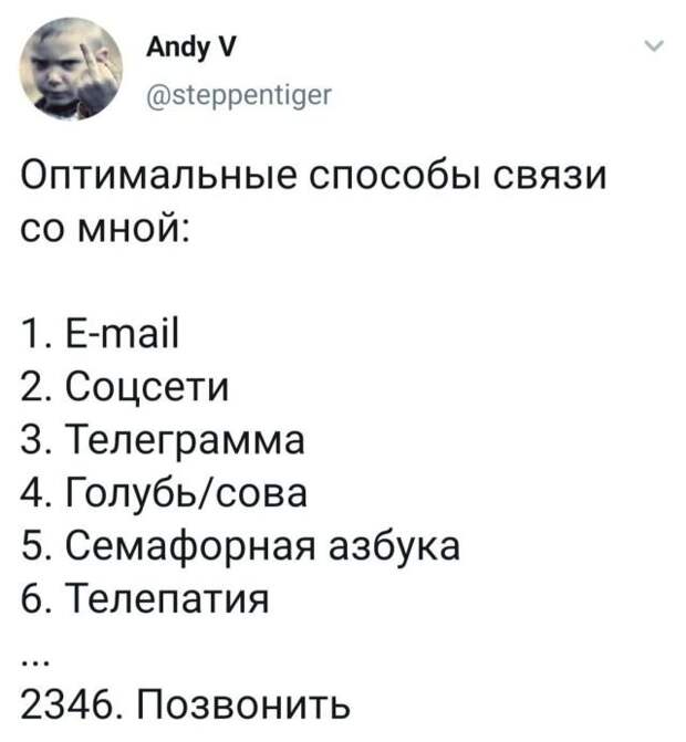 Твит про способы связи