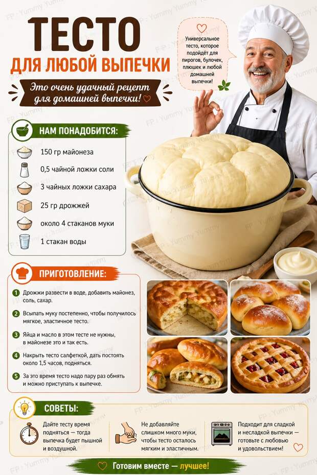 Кулинария>Универсальное тесто для любой выпечки !
