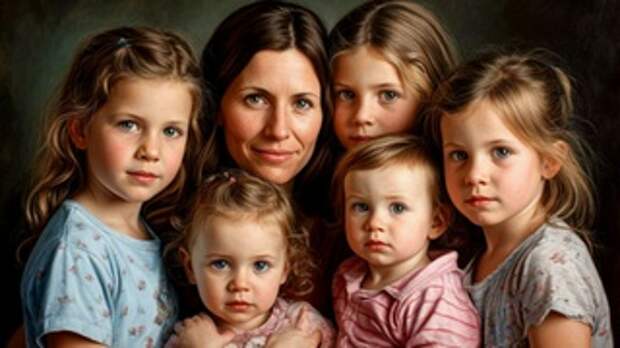 Мать и пятеро детей / Изображение сгенерировано YandexGPT 5 Pro / amic.ru