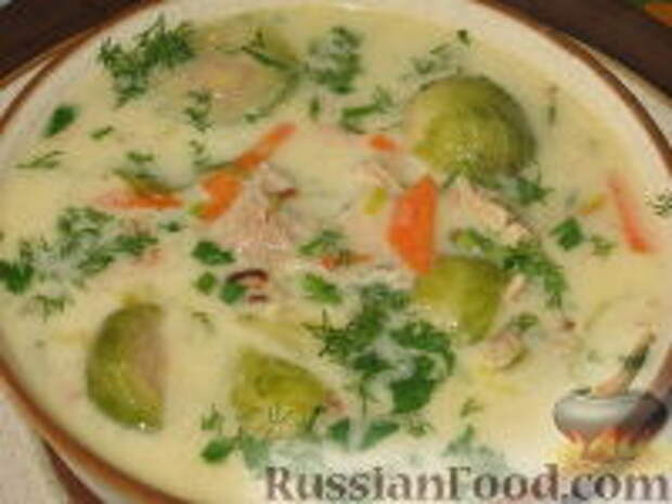 Фото к рецепту: Суп с брюссельской капустой и сливками