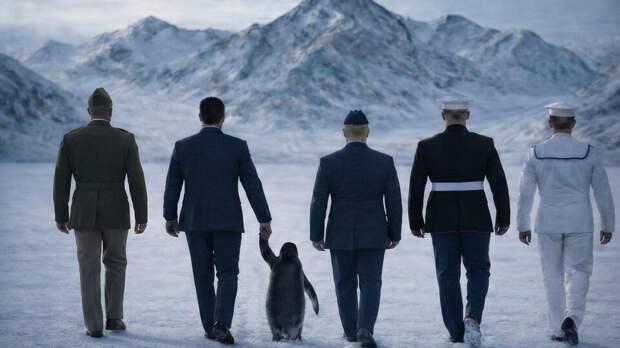 Пентагон опубликовал фото с американскими военными и пингвином в Гренландии