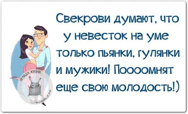 Свекрови думают, что у невесток на уме только пьянки, гулянки и мужики!